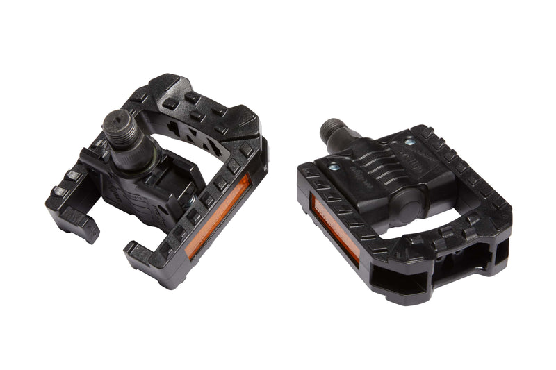 Black replacement pedals with yellow reflectors