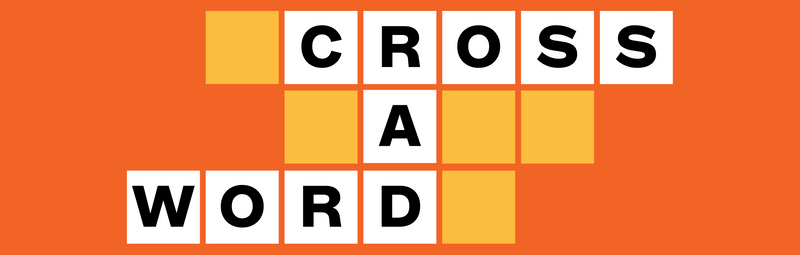 An orange, yellow, and white crossword puzzle grid with the words "Rad Cross Word" spelled out across.