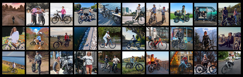 A collection of various riders with their electric bikes.