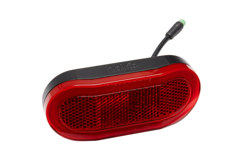 Red plastic taillight with cable to connect to ebike