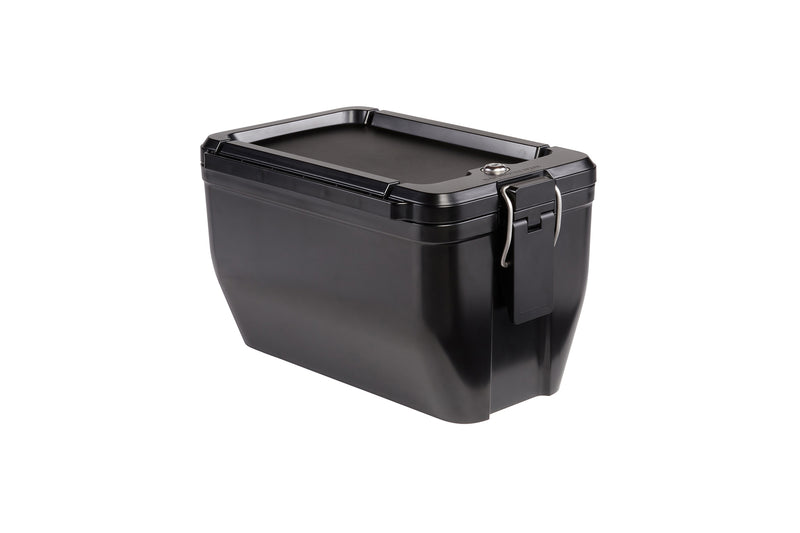 Hardshell Locking Box is a black storage container with a top access keyhole