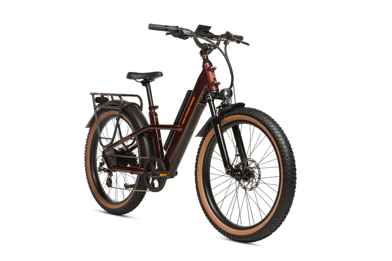 Right angle view of the Radster Trail in Copper Red (size Large).