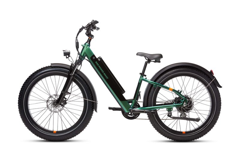Left side view of a RadRover 6 Plus Step-thru electric fat tire bike