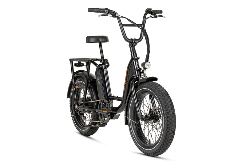 Angled right side view of the black RadRunner 2 electric utility bike