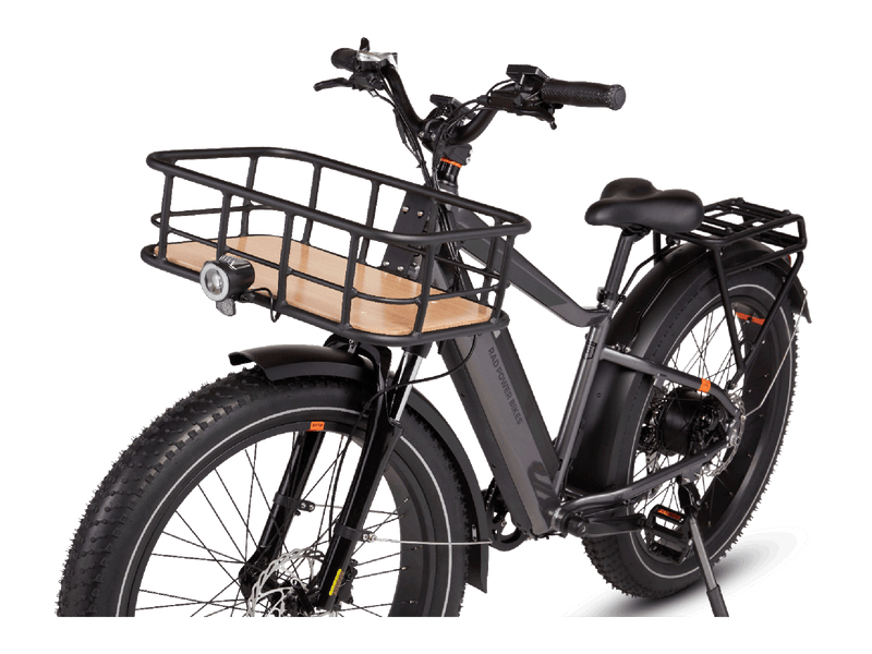 Large Front-Mounted basket mounted on an electric bike